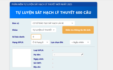 PHẦN MỀM THI THỬ LÝ THUYẾT A1_A2_B1_B2_C...